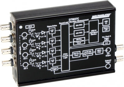 DT9837C-BNC USB-powered Dynamic Signal Analyzer; 24-bit, 105.4kHz, 4 IEPE AI, 1 AO