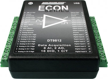DT9812-10V  Low Cost USB Data Acquisition (DAQ) Module, 12-bit, 50kHz, 8 AI, 2 AO, 16 DIO, 1 C/T